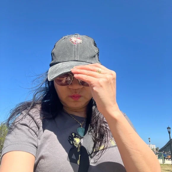 #1521**Stylish Unisex’s Black Denim Cap WHT by Julie Lee Nersinger - Picture 4 of 16